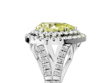 White gold Fancy Yellow Pear Cut Diamond Double Halo Ring with Split Shank and Prong Setting_32