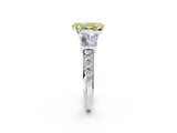 White gold Fancy Yellow Pear Cut Diamond Engagement Ring with Baguette Side Stones and Channel Set Band_34