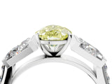 White gold Fancy Yellow Pear Cut Diamond Engagement Ring with Baguette Side Stones and Channel Set Band_36