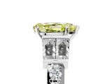 White gold Fancy Yellow Pear Cut Diamond Engagement Ring with Baguette Side Stones and Channel Set Band_37