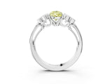 White gold Fancy Yellow Pear  Cut Diamond Engagement Ring with Bezel Set Round Side Stones and Prong Setting_34