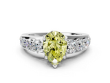 White gold Fancy Yellow Pear  Cut Diamond Engagement Ring with Pavé Band and Four-Prong Setting_3