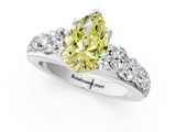 White gold Fancy Yellow Pear  Cut Diamond Engagement Ring with Pavé Band and Four-Prong Setting_4