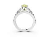 White gold Fancy Yellow Pear  Cut Diamond Engagement Ring with Pavé Band and Four-Prong Setting_6