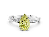 White gold Fancy Yellow Pear Cut Diamond Engagement Ring with Side Stone Accents and Four-Prong Setting_12