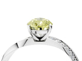 White gold Fancy Yellow Pear Cut Diamond Engagement Ring with Side Stone Accents and Four-Prong Setting_16