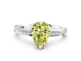 White gold Fancy Yellow Pear Cut Diamond Engagement Ring with Side Stone Accents and Four-Prong Setting_24