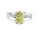 White gold Fancy Yellow Pear Cut Diamond Engagement Ring with Side Stone Accents and Four-Prong Setting_72