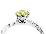 White gold Fancy Yellow Pear Cut Diamond Engagement Ring with Side Stone Accents and Four-Prong Setting_76