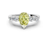 White gold Fancy Yellow Pear  Cut Diamond Five-Stone Prong Set White Gold Ring_84
