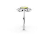 White gold Fancy Yellow Pear Cut Diamond Floral Double Halo Engagement Ring with Prong Setting_14