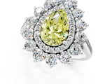 White gold Fancy Yellow Pear Cut Diamond Floral Double Halo Engagement Ring with Prong Setting_49