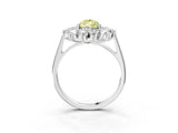 White gold Fancy Yellow Pear Cut Diamond Floral Double Halo Engagement Ring with Prong Setting_51