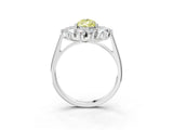White gold Fancy Yellow Pear Cut Diamond Floral Double Halo Engagement Ring with Prong Setting_75