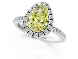 White gold Fancy Yellow Pear  Cut Diamond Floral Halo Engagement Ring with Pavé Band and Prong Setting_50