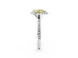 White gold Fancy Yellow Pear  Cut Diamond Floral Halo Engagement Ring with Pavé Band and Prong Setting_51