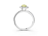 White gold Fancy Yellow Pear  Cut Diamond Floral Halo Engagement Ring with Pavé Band and Prong Setting_52