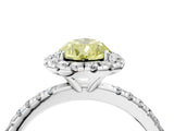 White gold Fancy Yellow Pear  Cut Diamond Floral Halo Engagement Ring with Pavé Band and Prong Setting_53