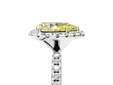 White gold Fancy Yellow Pear  Cut Diamond Floral Halo Engagement Ring with Pavé Band and Prong Setting_54