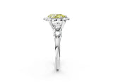 White gold Fancy Yellow Pear  Cut Diamond Floral Halo Engagement Ring with Shared Prong Setting 4