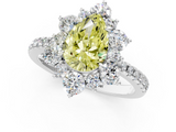 White gold Fancy Yellow Pear  Cut Diamond Floral Halo Pave Band with Prong Setting_37
