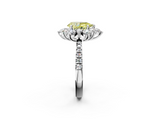White gold Fancy Yellow Pear  Cut Diamond Floral Halo Pave Band with Prong Setting_38