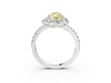 White gold Fancy Yellow Pear  Cut Diamond Floral Halo Pave Band with Prong Setting_39