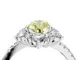 White gold Fancy Yellow Pear  Cut Diamond Floral Halo Pave Band with Prong Setting_40