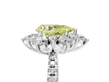 White gold Fancy Yellow Pear  Cut Diamond Floral Halo Pave Band with Prong Setting_41