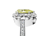White gold Fancy Yellow Pear Cut Diamond Floral Halo Ring with Pavé Band and Prong Setting_12