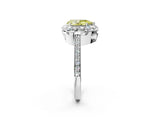 White gold Fancy Yellow Pear Cut Diamond Floral Halo Ring with Pavé Band and Prong Setting_9