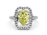 White gold Fancy Yellow Pear Cut Diamond Floral Halo Split Shank Prong Setting Ring_12