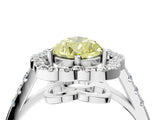 White gold Fancy Yellow Pear Cut Diamond Floral Halo Split Shank Prong Setting Ring_16