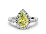 White gold Fancy Yellow Pear Cut Diamond Halo Engagement Ring with Pavé Band and Prong Setting_51