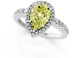 White gold Fancy Yellow Pear Cut Diamond Halo Engagement Ring with Pavé Band and Prong Setting_52