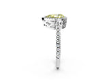 White gold Fancy Yellow Pear Cut Diamond Halo Engagement Ring with Pavé Band and Prong Setting_53