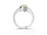 White gold Fancy Yellow Pear Cut Diamond Halo Engagement Ring with Pavé Band and Prong Setting_54