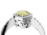 White gold Fancy Yellow Pear Cut Diamond Halo Engagement Ring with Pavé Band and Prong Setting_55