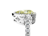 White gold Fancy Yellow Pear Cut Diamond Halo Engagement Ring with Pavé Band and Prong Setting_56
