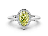 White gold Fancy Yellow Pear  Cut Diamond Halo Engagement Ring with Split Shank and Four-Prong Setting_90