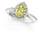 White gold Fancy Yellow Pear  Cut Diamond Halo Engagement Ring with Split Shank and Four-Prong Setting_91