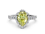 White gold Fancy Yellow Pear Cut Diamond Halo Pave Band with Four-Prong Setting_3