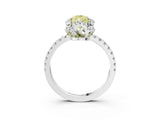 White gold Fancy Yellow Pear Cut Diamond Halo Pave Band with Four-Prong Setting_6