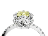 White gold Fancy Yellow Pear Cut Diamond Halo Pave Band with Four-Prong Setting_7