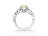 White gold Fancy Yellow Pear Cut Diamond Halo Ring with Milgrain Pavé Band and Four-Prong Setting_70
