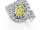 White gold Fancy Yellow Pear Cut Diamond Halo Ring with Pavé Band and Four-Prong Setting_62
