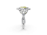 White gold Fancy Yellow Pear Cut Diamond Halo Ring with Pavé Band and Four-Prong Setting_63