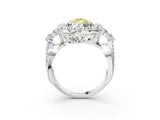 White gold Fancy Yellow Pear Cut Diamond Halo Ring with Pavé Band and Four-Prong Setting_64