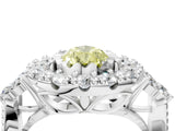 White gold Fancy Yellow Pear Cut Diamond Halo Ring with Pavé Band and Four-Prong Setting_65