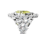 White gold Fancy Yellow Pear Cut Diamond Halo Ring with Pavé Band and Four-Prong Setting_66